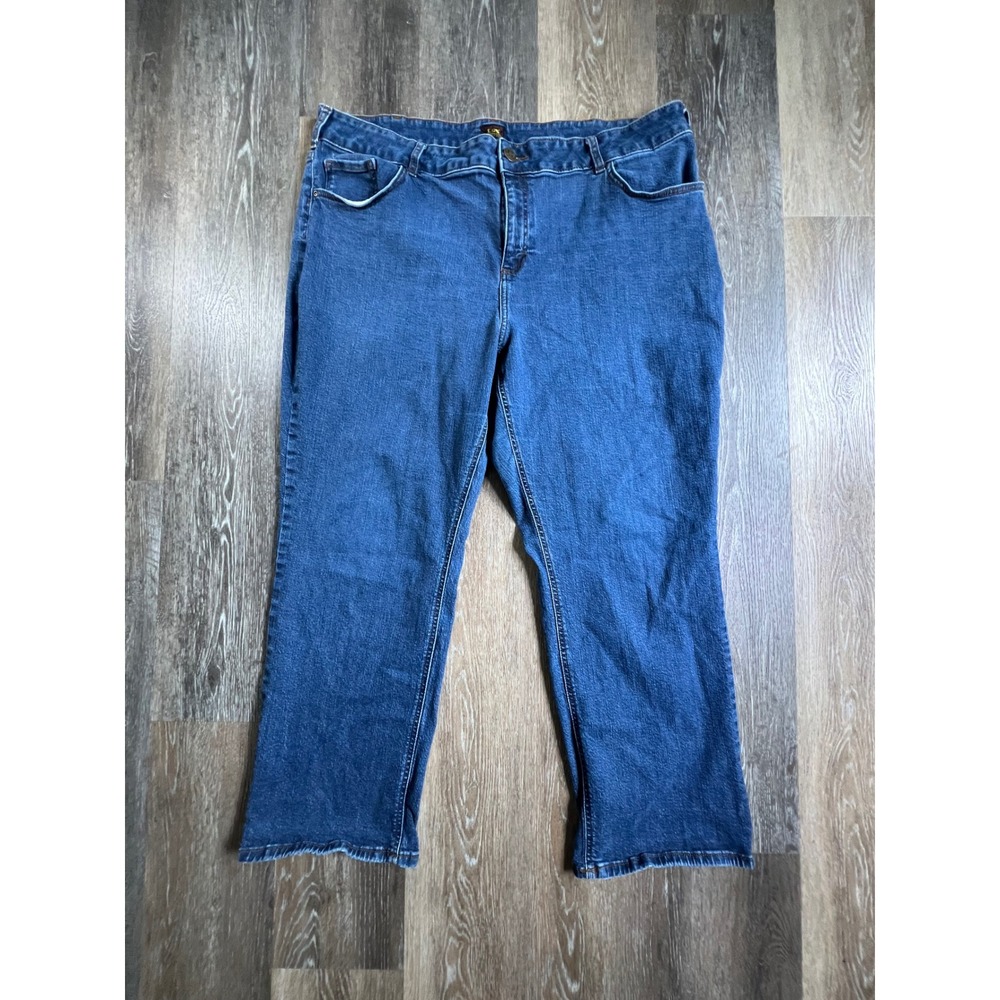 Lee Jeans Women 26W Medium Blue Straight Leg Stretch Denim Pants 4188